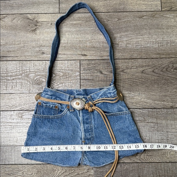 Vintage Levi Shoulder Handmade Bag with Rope Detail - Picture 2 of 8